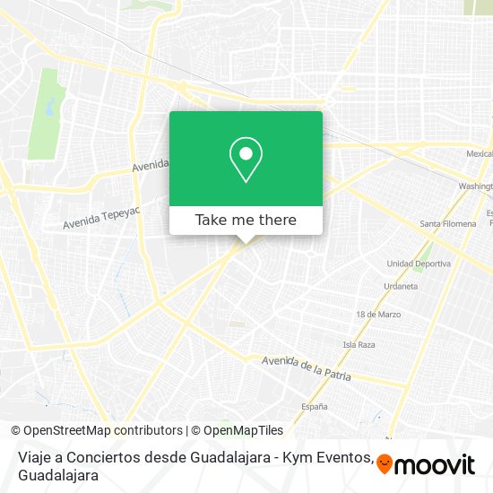 Mapa de Viaje a Conciertos desde Guadalajara - Kym Eventos