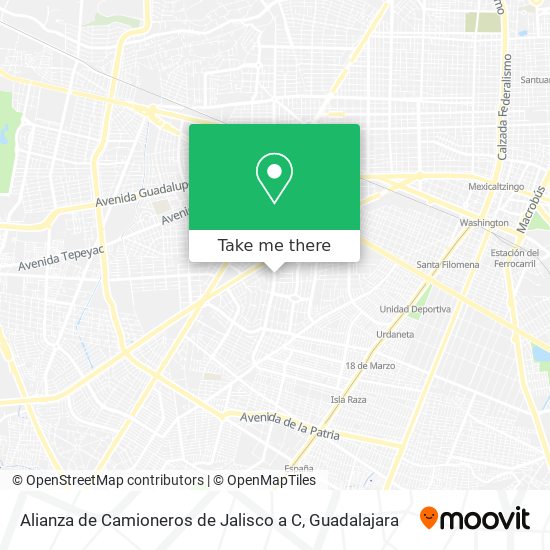 Alianza de Camioneros de Jalisco a C map