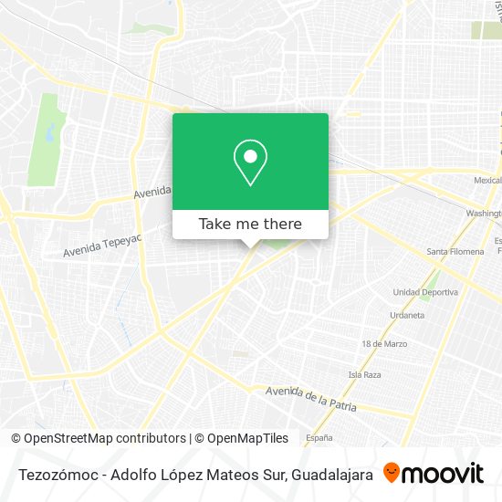 Tezozómoc - Adolfo López Mateos Sur map