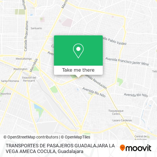 TRANSPORTES DE PASAJEROS GUADALAJARA LA VEGA AMECA COCULA map