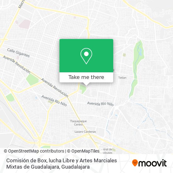 Mapa de Comisión de Box, lucha Libre y Artes Marciales Mixtas de Guadalajara