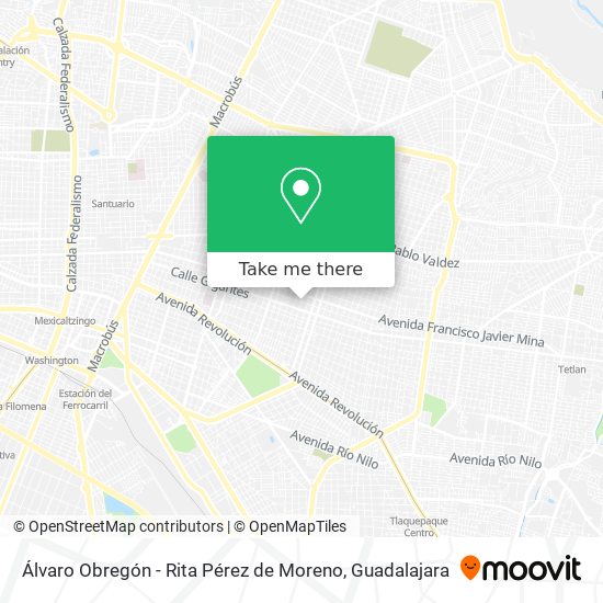 Álvaro Obregón - Rita Pérez de Moreno map