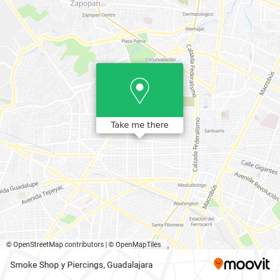 Mapa de Smoke Shop y Piercings