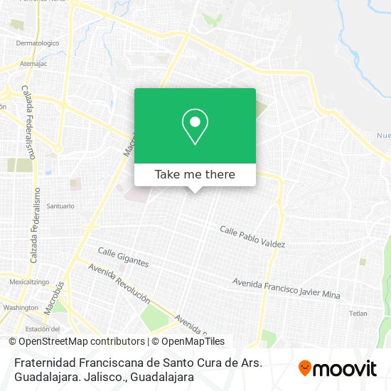 Mapa de Fraternidad Franciscana de Santo Cura de Ars. Guadalajara. Jalisco.