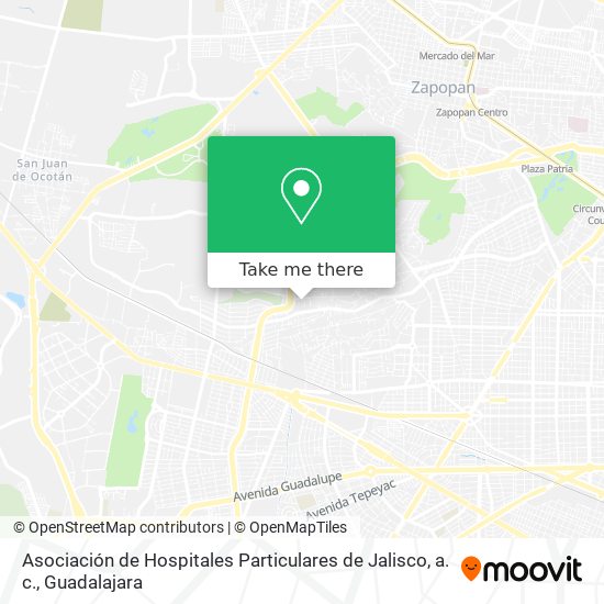 Mapa de Asociación de Hospitales Particulares de Jalisco, a. c.
