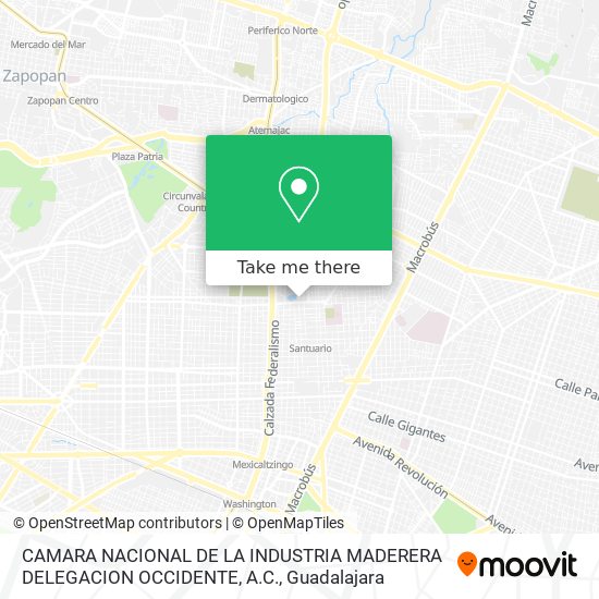 CAMARA NACIONAL DE LA INDUSTRIA MADERERA DELEGACION OCCIDENTE, A.C. map