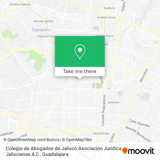 Mapa de Colegio de Abogados de Jalisco Asociación Jurídica Jalisciense A.C.