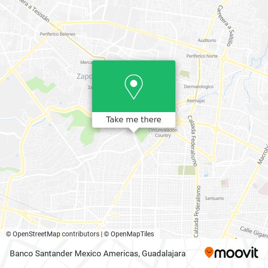 Mapa de Banco Santander Mexico Americas