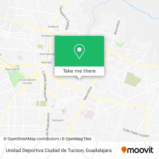 Mapa de Unidad Deportiva Ciudad de Tucson