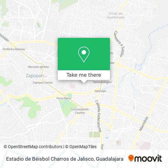 Mapa de Estadio de Béisbol Charros de Jalisco