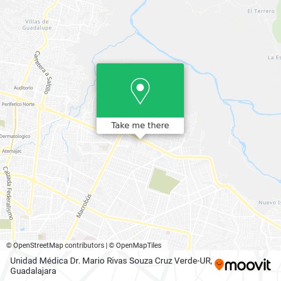 Mapa de Unidad Médica Dr. Mario Rivas Souza Cruz Verde-UR