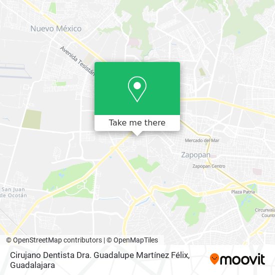 Mapa de Cirujano Dentista Dra. Guadalupe Martínez Félix