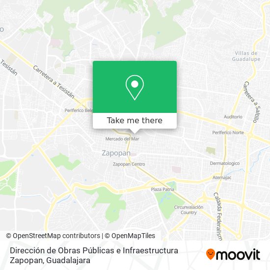 Mapa de Dirección de Obras Públicas e Infraestructura Zapopan