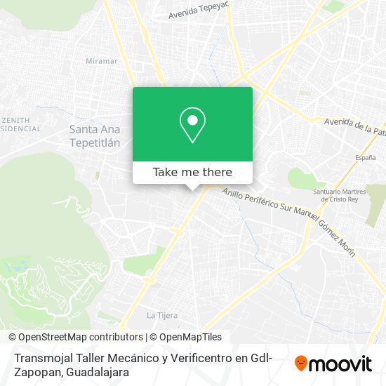 Mapa de Transmojal Taller Mecánico y Verificentro en Gdl-Zapopan