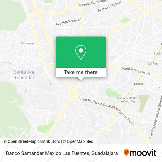 Banco Santander Mexico Las Fuentes map