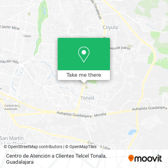 Mapa de Centro de Atención a Clientes Telcel Tonala