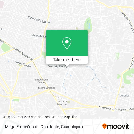Mapa de Mega Empeños de Occidente