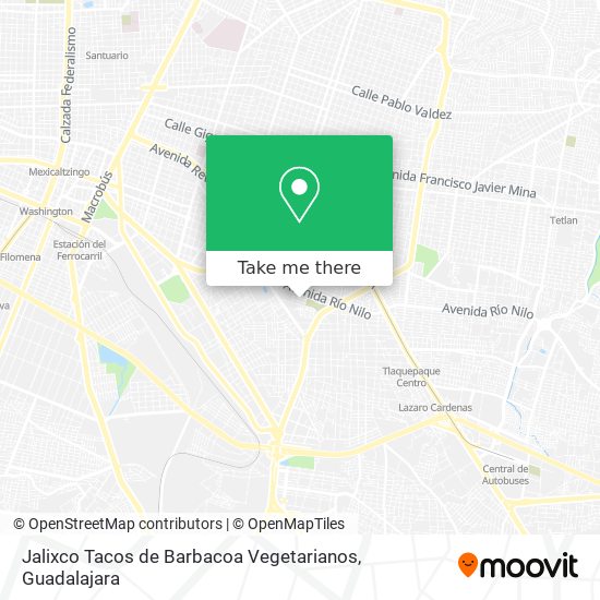 Mapa de Jalixco Tacos de Barbacoa Vegetarianos