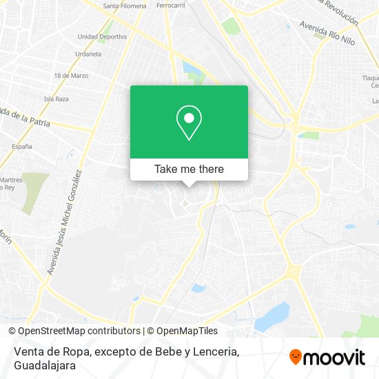 Mapa de Venta de Ropa, excepto de Bebe y Lenceria