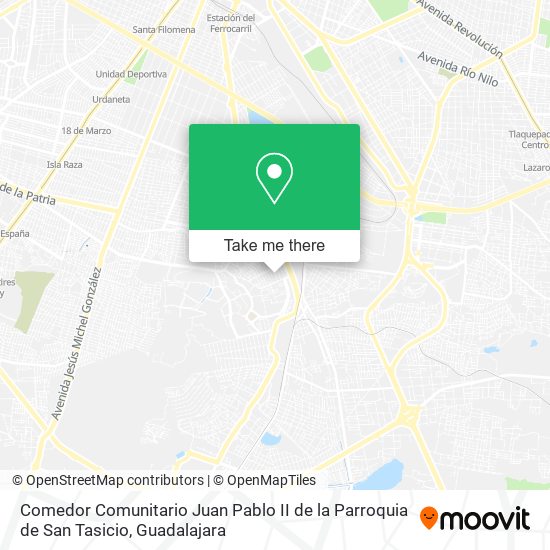 Mapa de Comedor Comunitario Juan Pablo II de la Parroquia de San Tasicio
