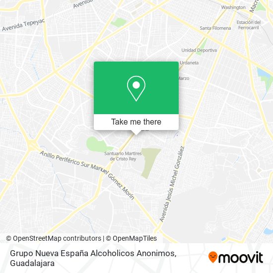 Grupo Nueva España Alcoholicos Anonimos map