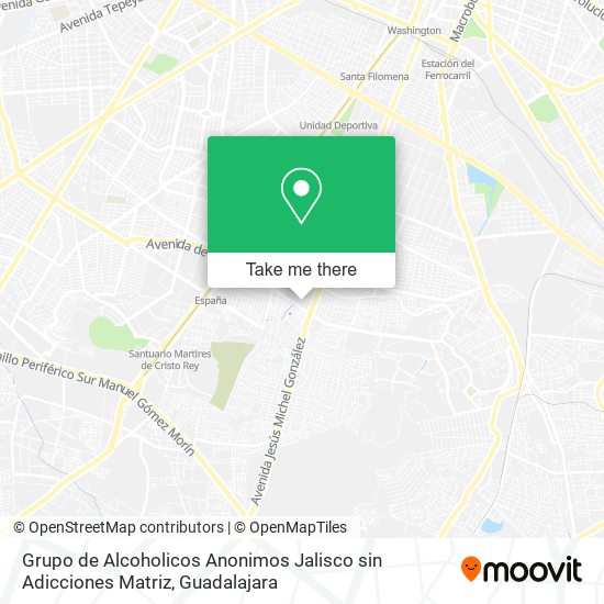 Grupo de Alcoholicos Anonimos Jalisco sin Adicciones Matriz map