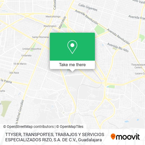 TTYSER, TRANSPORTES, TRABAJOS Y SERVICIOS ESPECIALIZADOS RIZO, S.A. DE C.V. map