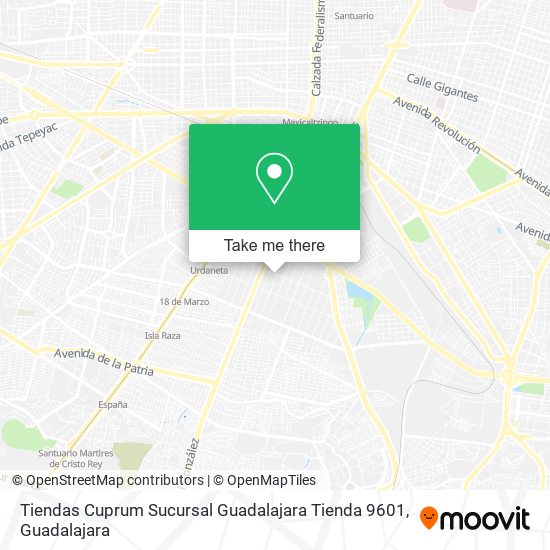 Mapa de Tiendas Cuprum Sucursal Guadalajara Tienda 9601