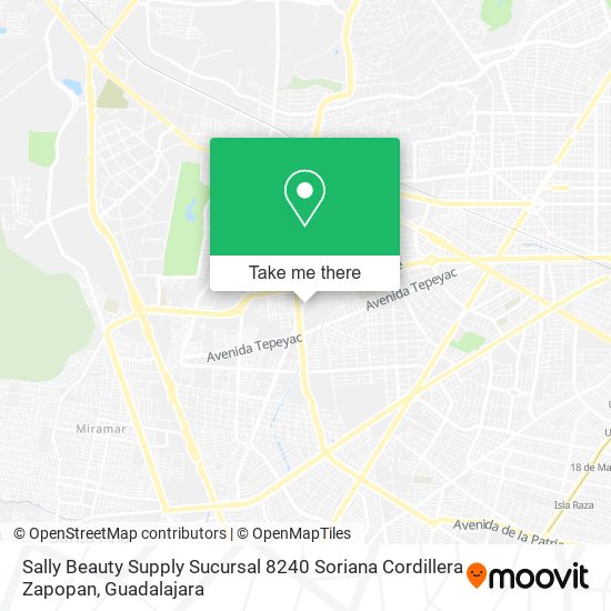 Mapa de Sally Beauty Supply Sucursal 8240 Soriana Cordillera Zapopan