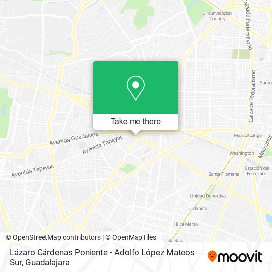 Lázaro Cárdenas Poniente - Adolfo López Mateos Sur map