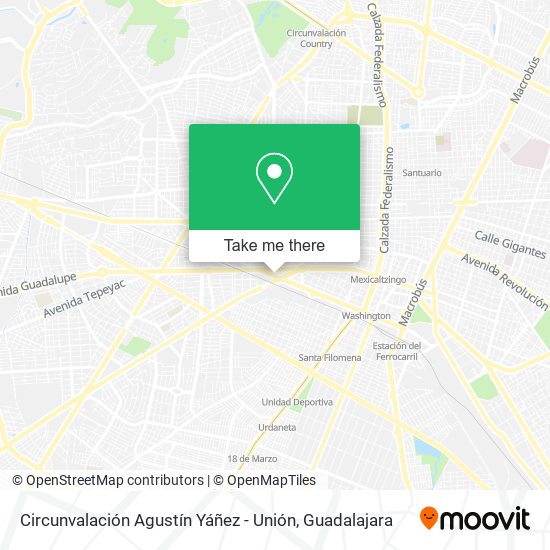Circunvalación Agustín Yáñez - Unión map