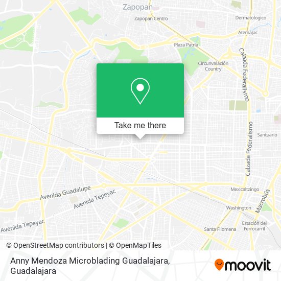 Mapa de Anny Mendoza Microblading Guadalajara