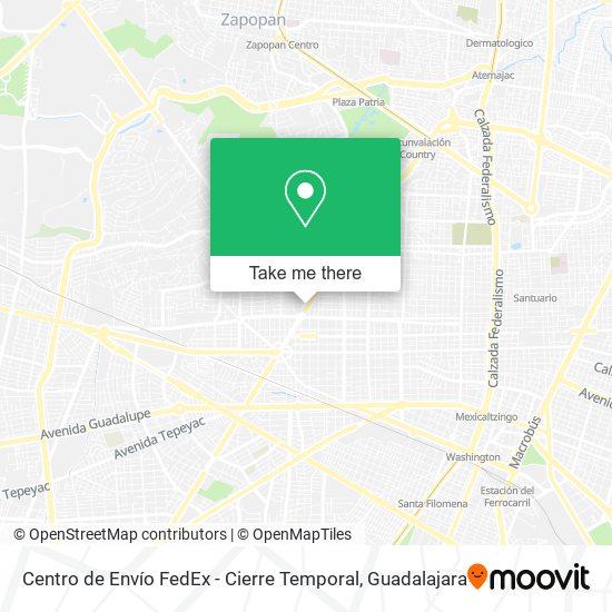 Mapa de Centro de Envío FedEx - Cierre Temporal
