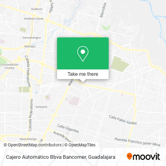 Mapa de Cajero Automático Bbva Bancomer