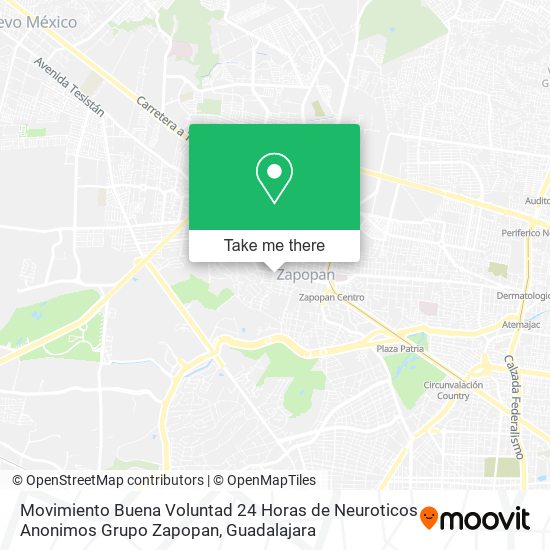 Mapa de Movimiento Buena Voluntad 24 Horas de Neuroticos Anonimos Grupo Zapopan