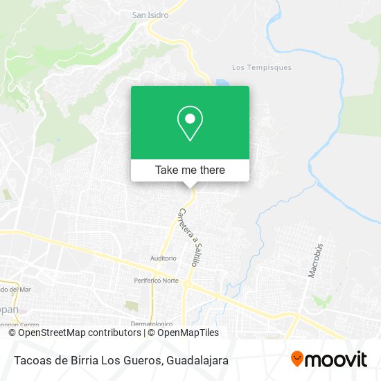 How to get to Tacoas de Birria Los Gueros in Zapopan by Bus or Train?