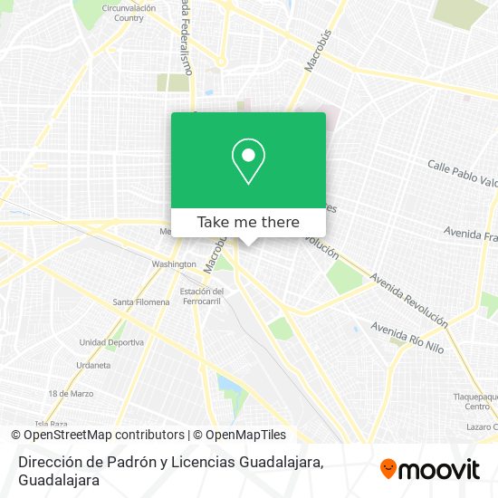 Mapa de Dirección de Padrón y Licencias Guadalajara