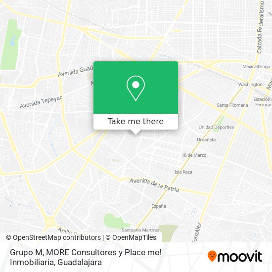 Grupo M, MORE Consultores y Place me! Inmobiliaria map