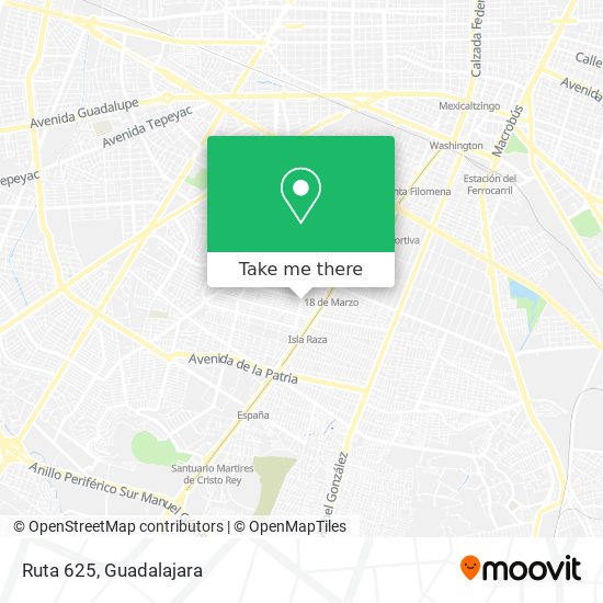 How to get to Ruta 625 in Guadalajara by Bus or Train?