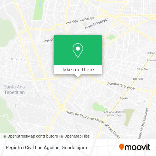 How to get to Registro Civil Las Águilas in Guadalajara by Bus or Train?