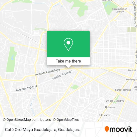 Mapa de Café Oro Maya Guadalajara