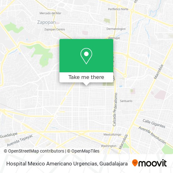 Hospital Mexico Americano Urgencias map