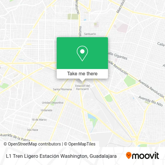 Mapa de L1 Tren Ligero Estación Washington