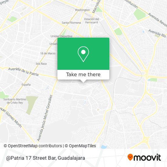 How to get to @Patria 17 Street Bar in Guadalajara by Bus or Train?