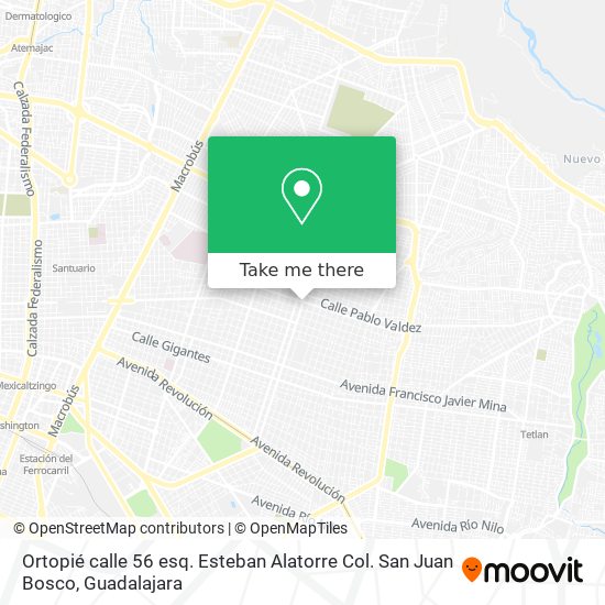 Mapa de Ortopié calle 56 esq. Esteban Alatorre Col. San Juan Bosco