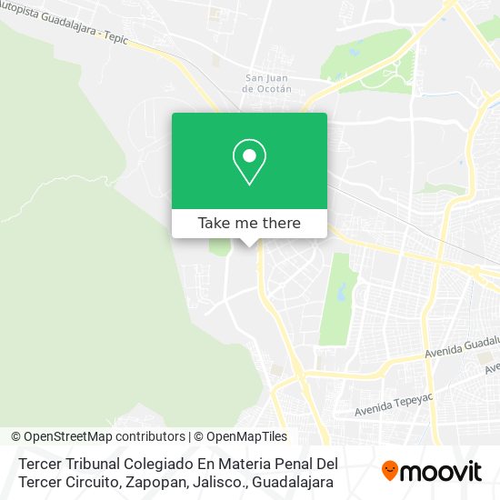 Mapa de Tercer Tribunal Colegiado En Materia Penal Del Tercer Circuito, Zapopan, Jalisco.