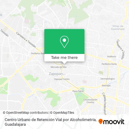 Mapa de Centro Urbano de Retención Vial por Alcoholimetría