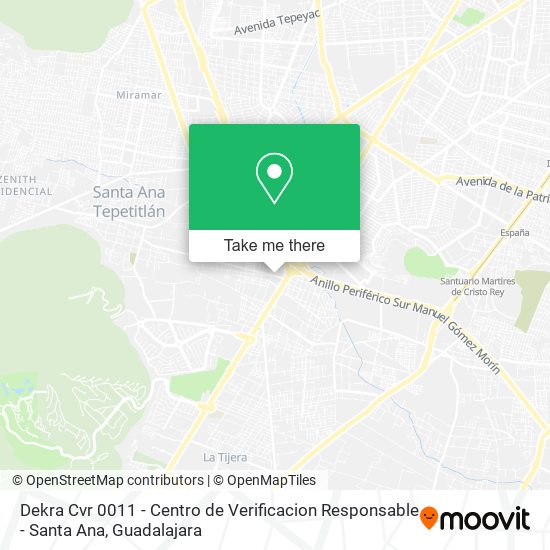 Mapa de Dekra Cvr 0011 - Centro de Verificacion Responsable - Santa Ana