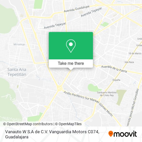 Mapa de Vanauto W S.A de C.V. Vanguardia Motors C074