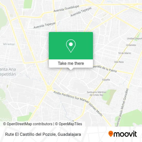Rute El Castillo del Pozole map